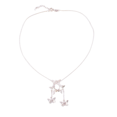 Collar colgante de plata esterlina - Collar llamativo de plata taxco mariposa