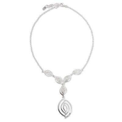 Sterling silver Y necklace, 'Ancient Eyes' - Taxco Silver jewellery Handcrafted Y Necklace