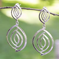 Sterling silver dangle earrings, 'Ancient Eyes' - Taxco Silver Jewelry Handcrafted Earrings