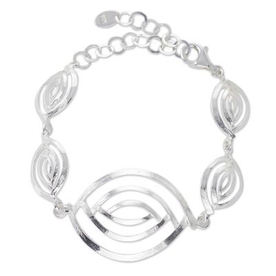 Sterling silver link bracelet, 'Ancient Eyes' - Handcrafted Bracelet from Taxco Silver Jewelry