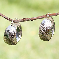 Sterling silver hoop earrings, 'Taxco Lineage'