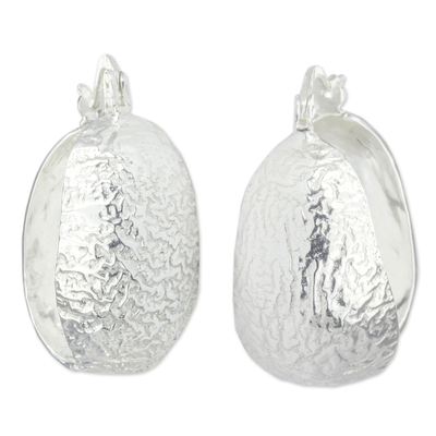 Sterling silver hoop earrings, 'Taxco Lineage' - Taxco Silver Handcrafted Hoop Earrings