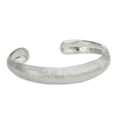 Fair Trade Hammered Taxco Sterling Silver Cuff Bracelet from Mexico