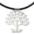 Leather pendant necklace, 'Tree of Birds' - Handcrafted Sterling Silver Pendant on Leather Necklace thumbail