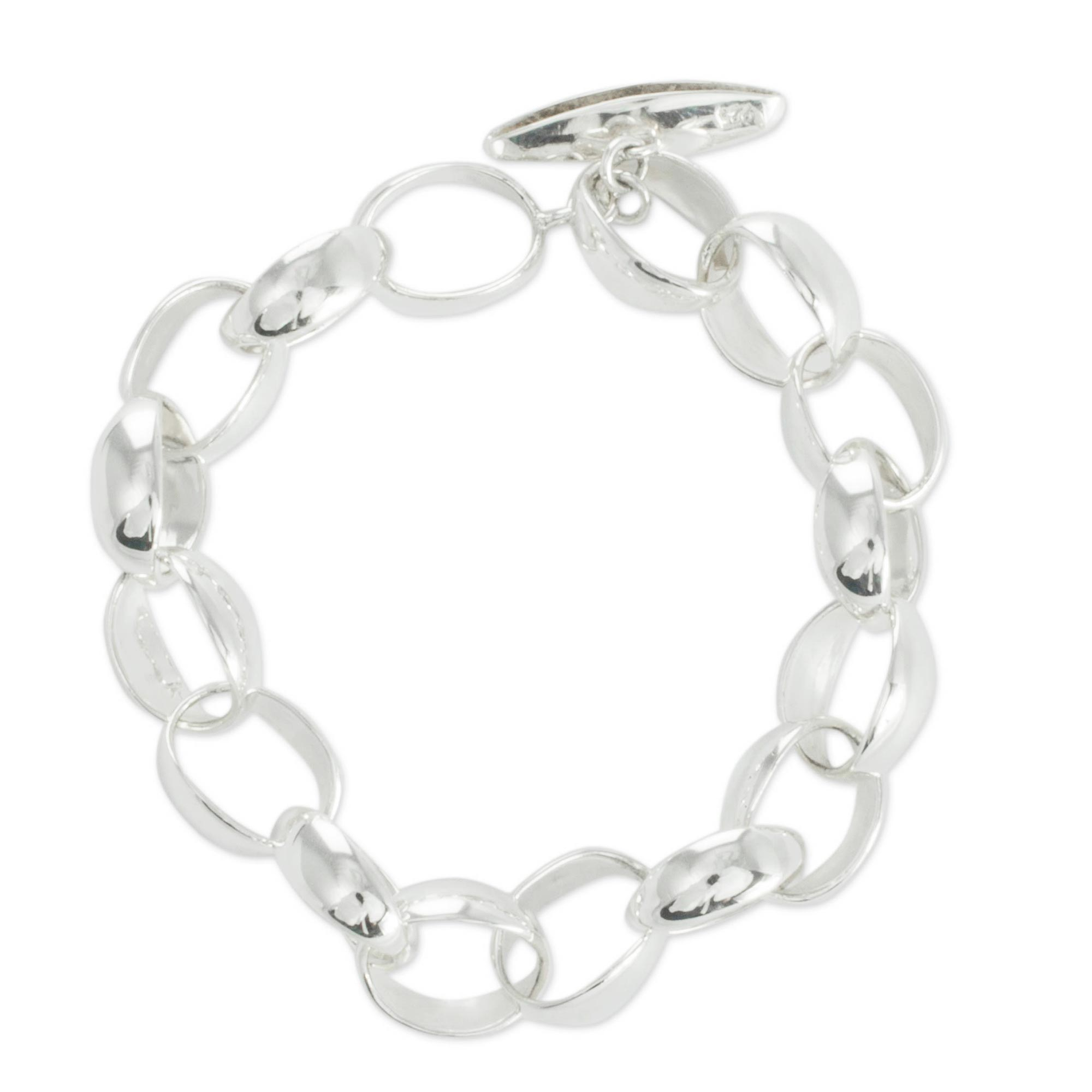 Taxco Silver Jewelry Handcrafted Chain Bracelet - Shine | NOVICA