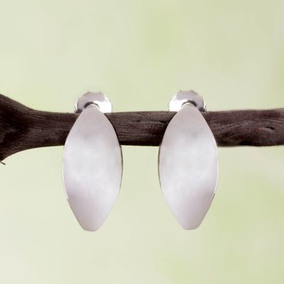 Sterling silver half hoop earrings, 'Shine' - Taxco Silver jewellery Handcrafted Earrings