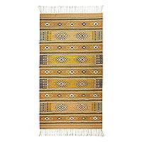 Zapotec wool rug, 'Dramatic Mexican Sun' (5x8) - Eco Friendly Handwoven Virgin Wool Zapotec Rug (5x8)