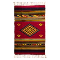 Kiva Store  Handwoven Zapotec Wool Rug in Colorful Stripes (2.5x4