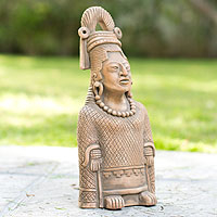 Ceramic sculpture, 'Maya Lady of Weaves'