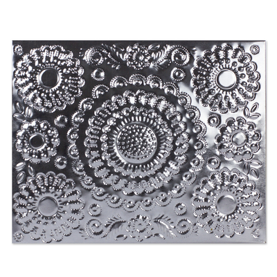 Embossed tin box, 'Floral Nature' - Mexican Floral Embossed Tin Box