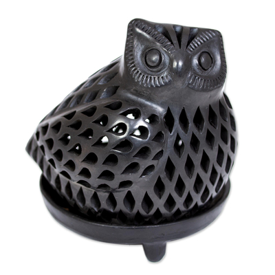 Artisan Crafted Black Pottery Tealight Candle Holder