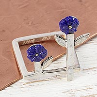 Sterling silver cocktail ring, 'Blue Roses' - Sterling Silver Cocktail Ring from Mexico