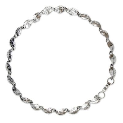 Sterling silver link necklace, 'Nature's Muse' - Taxco jewellery Handcrafted Sterling Silver Necklace