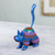 Alebrije sculpture, 'Blue Cat Greeting' - Mexican Alebrije Cat Sculpture