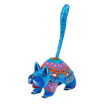 Alebrije sculpture, 'Blue Cat Greeting' - Mexican Alebrije Cat Sculpture