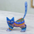 Alebrije sculpture, 'Playful Blue Kitten' - Mexican Alebrije Cat Sculpture