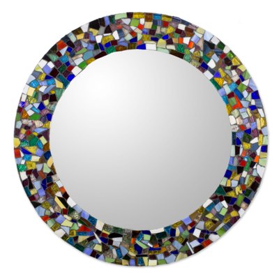 Round Stained Gl Wall Mirror Colors Of Mexico Novica Stained Gl Mosaic Wall Mirror Colors Of Mexico Round