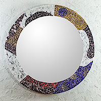 Stained glass mosaic wall mirror, Color Currents