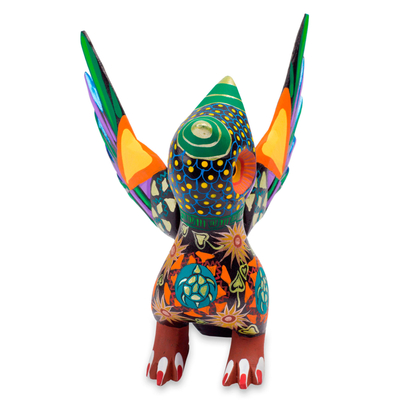 Wood statuette, 'My Owl Protector' - Colorful Handcrafted Wood Statuette