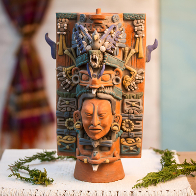Ceramic sculpture, 'Maya Incense Holder' - Collectible Maya Ceramic Sculpture Museum Replica