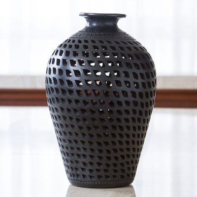 Decorative ceramic vase, Leaves in Darkness