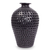 Decorative ceramic vase, 'Leaves in Darkness' - Mexican Cutout Black Pottery Vase