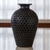 Decorative ceramic vase, 'Black Peacock' - Incised Black Pottery Vase from Mexico thumbail