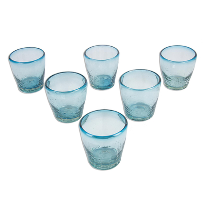 Blown glass juice glasses, 'Delicious Blue' (set of 6) - Handcrafted Blown Glass Juice Glasses (set of 6)