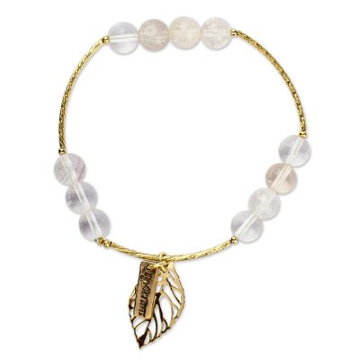 Artisan Crafted Gold Plated Bracelet with Quartz