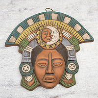 Keramikmaske, „Teotihuacan Eclipse“ – Polychrome Keramikmaske aus Teotihuacan
