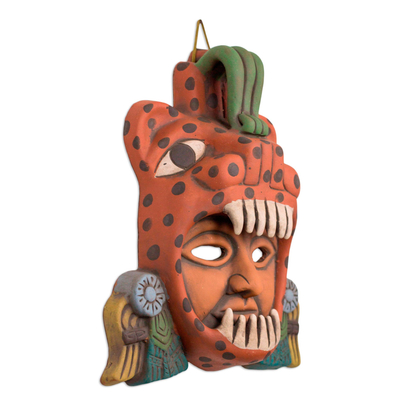 Keramikmaske - aztekische Jaguar-Kriegermaske