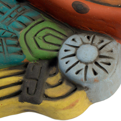 Máscara de cerámica - Máscara de guerrero jaguar azteca
