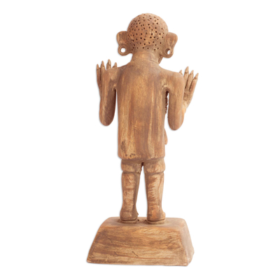 Ceramic sculpture, 'Aztec God of Death' - Mexico Day of the Dead Ceramic Sculpture