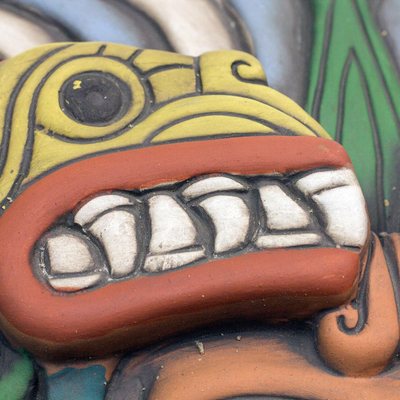 Ceramic mask, 'Quetzalcoatl in Teotihuacan' - Handcrafted Ceramic Mask from Teotihuacan
