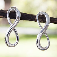 Sterling silver drop earrings, 'Infinite Maya Harmony' - Artisan Crafted Sterling Silver Earrings