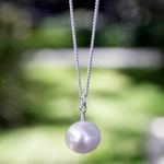 Cultured pearl pendant necklace, 'Radiant Purity' - White Pearl Necklace