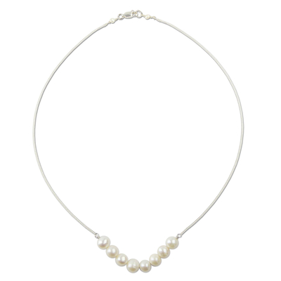 Cultured pearl pendant necklace, 'Sweet Purity' - Pearl Pendant Necklace