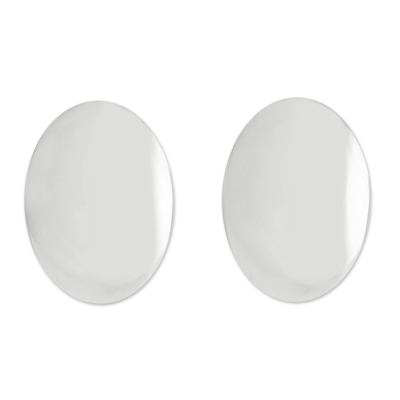 Sterling silver button earrings, 'Moonlight Glow' - Taxco Silver Button Earrings