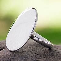 Sterling silver cocktail ring, 'Moonlight Glow' - Taxco Silver Cocktail Ring