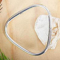 Featured review for Sterling silver bangle bracelet, Triangular Halo