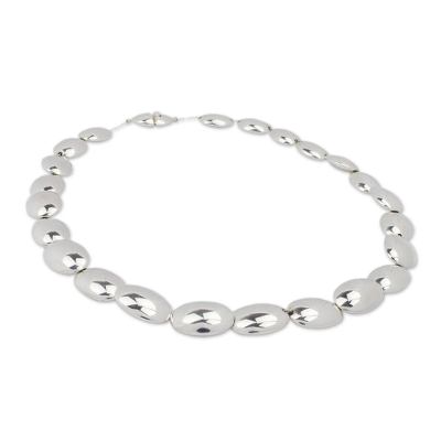 Sterling silver link necklace, 'Moonlight Glow' - Taxco Silver Link Necklace