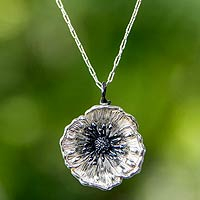 Sterling silver pendant necklace, 'Amazing Poppy'