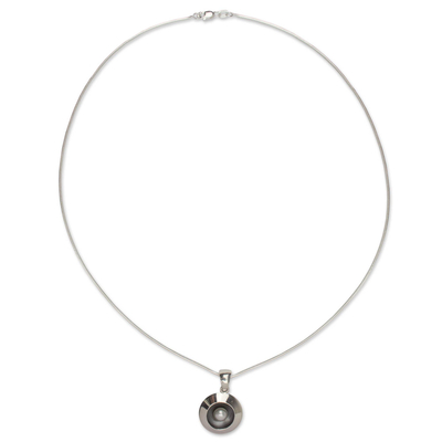 Cultured pearl pendant necklace, 'Moon Intrigue' - Taxco Silver Necklace with Cultured Pearl
