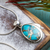 Sterling silver pendant necklace, 'Azure Allure' - Taxco Sterling Necklace with Composite Turquoise thumbail