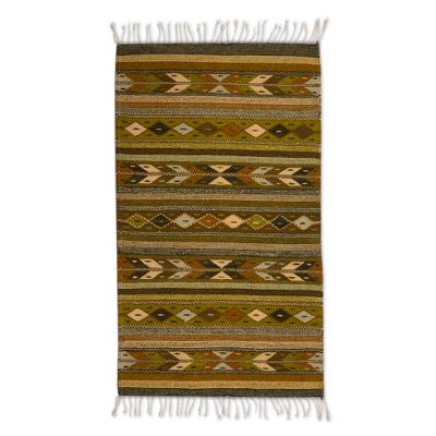 Zapotec wool rug, 'Autumn Starlight' (2x3.5) - Handwoven Zapotec Wool Accent Rug