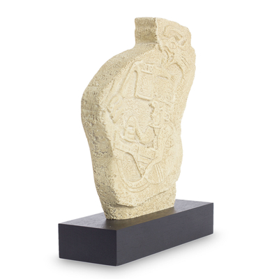 Sculpture, 'Quetzalcoatl and the Priest' - Pre-Hispanic Replica Sculpture