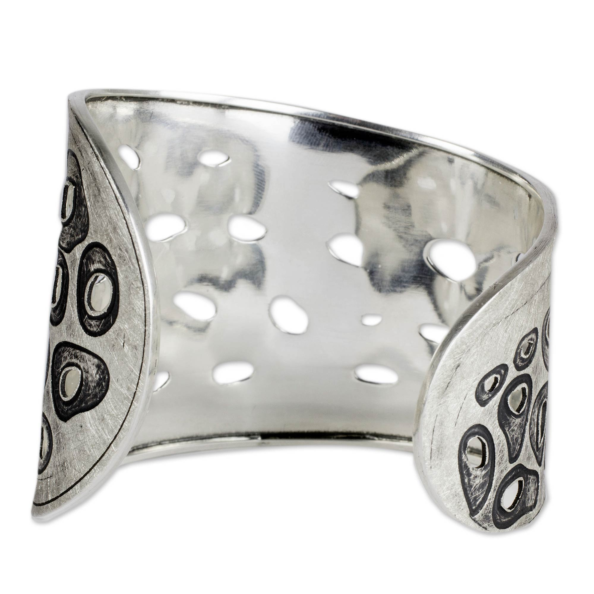 Surreal Sterling Silver Cuff Bracelet - Miro Inspiration | NOVICA