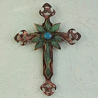 Steel wall art, 'Living Faith' - Cross Sculpture