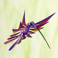 Oaxacan Hummingbird Sculpture,'Purple Hummingbird'
