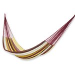 Cotton hammock, 'Loreto' (double) - Mexican Multicolor Cotton Maya Hammock